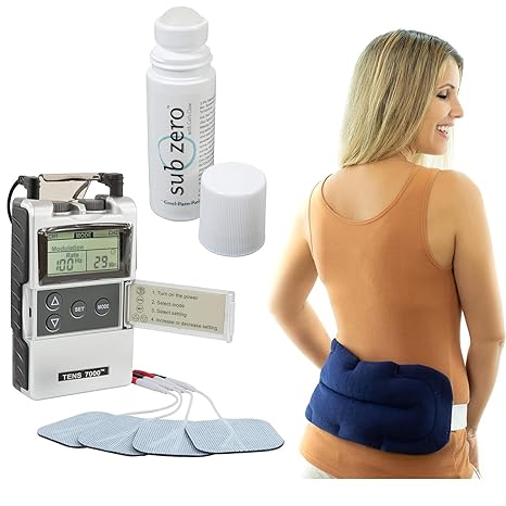 71eu464saBL._SX466_ TENS 7000 Back Pain Relief Kit, Includes TENS Unit Muscle Stimulator, Sub Zero Pain Relief Gel, Bed Buddy Back Pain Relief Microwave Heating Pad - Image 1