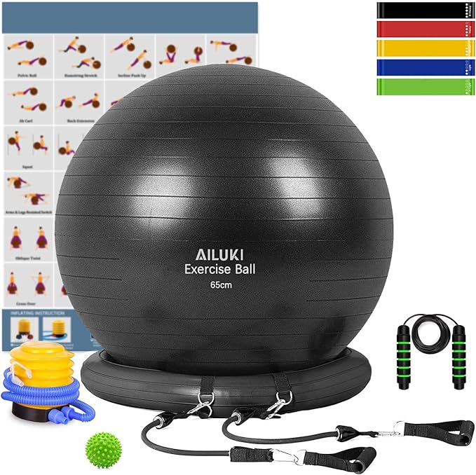 81hyDr0fuNL._AC_SX679_ Bola de yoga, bola de ejercicio de 25.6 in, bola de estabilidad, antideslizante y antiexplosión para yoga, pilates, parto, equilibrio y fitness con guía de entrenamiento y bomba rápida - Image 1